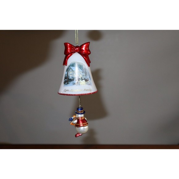 Thomas Kinkade Ringing in Holiday Christmas Bell Ornaments With Snowmen LOT#5 - Picture 12 of 13